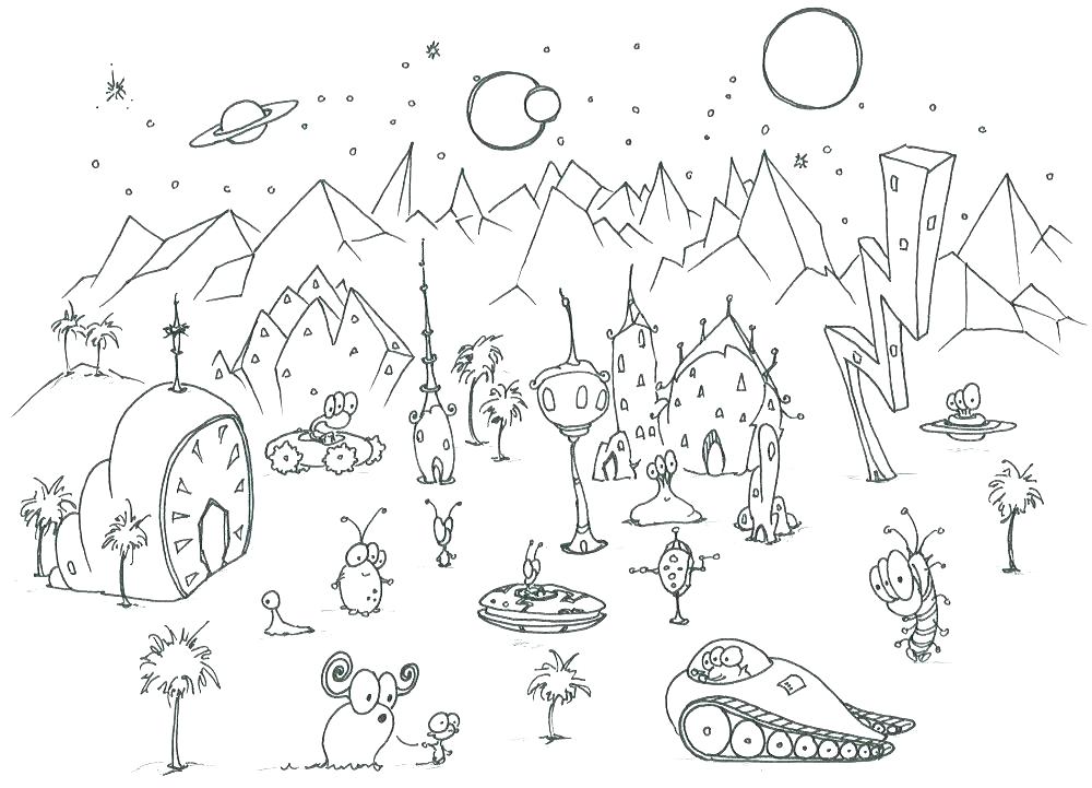 1000x721 Alien Coloring Pages Scary Alien Coloring Pages Cartoon Alien
