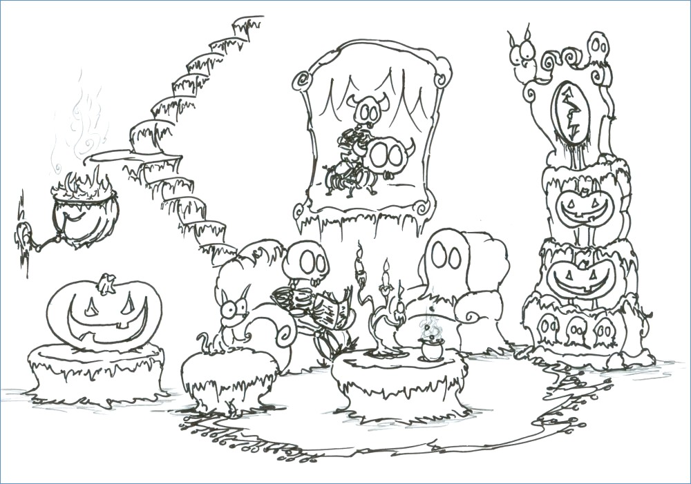 1000x701 Scary Cat Halloween Coloring Pages