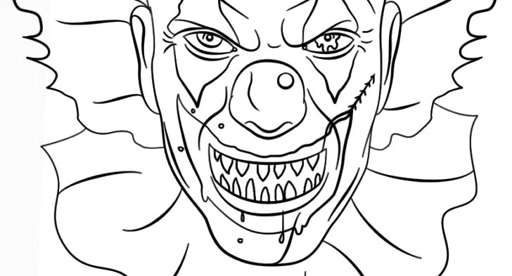 728x393 Clown Printable Coloring Page Scary Clown Coloring Pages