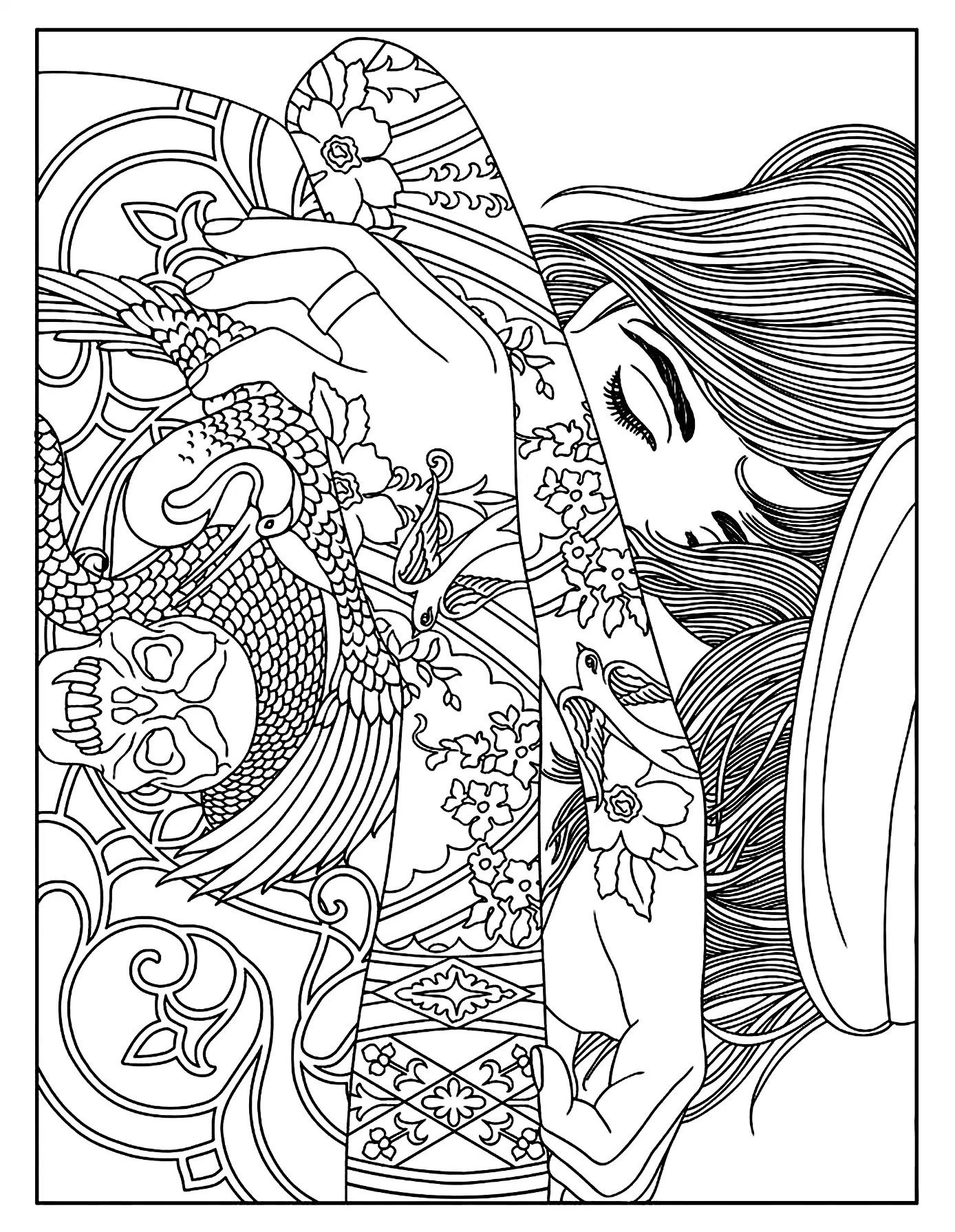 Tattoos Coloring Pages For Adults Justcolor In Creepy Dak Path 1388x1791 Tattoos Coloring Pages For Adults Justcolor In Creepy Dak Path
