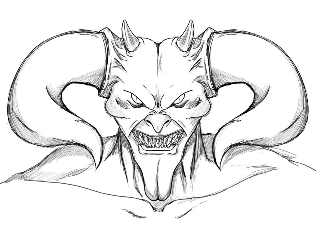 1024x766 Scary Coloring Pages Devil Face