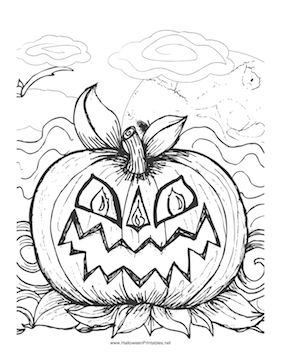 A Scary Jack O Lantern Makes A Perfect Image For Children To Color 281x364 A Scary Jack O Lantern Makes A Perfect Image For Children To Color
