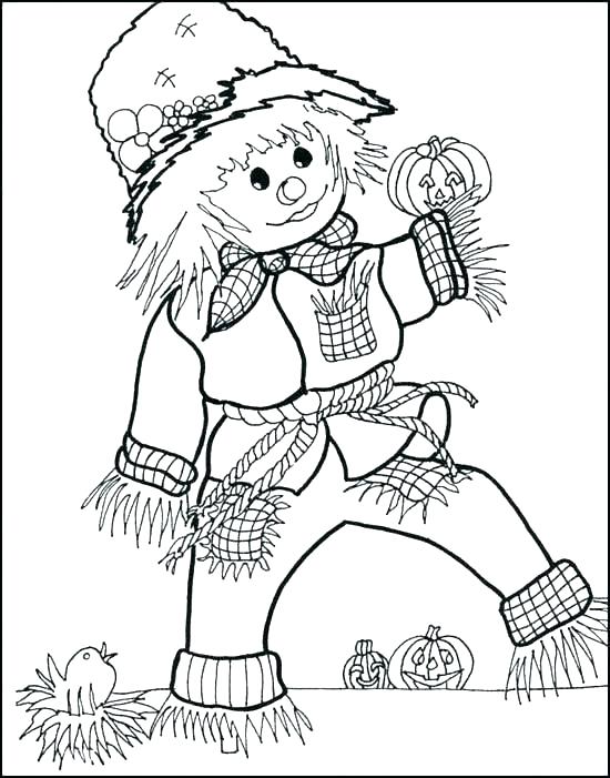 550x701 Scarecrow Coloring Pages Thanksgiving Scare Crow Coloring Page