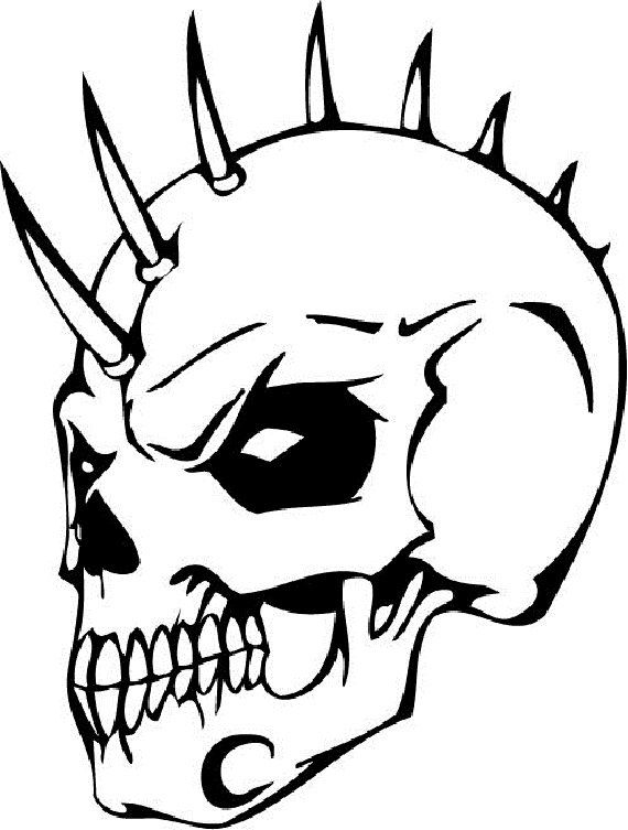 570x753 Scary Skeleton Coloring Pages Skull Coloring Pages Punk