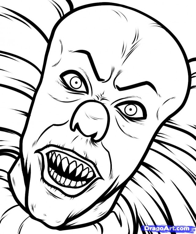 640x765 Scary Pictures To Color Scary Clown Coloring Pages331062 Download