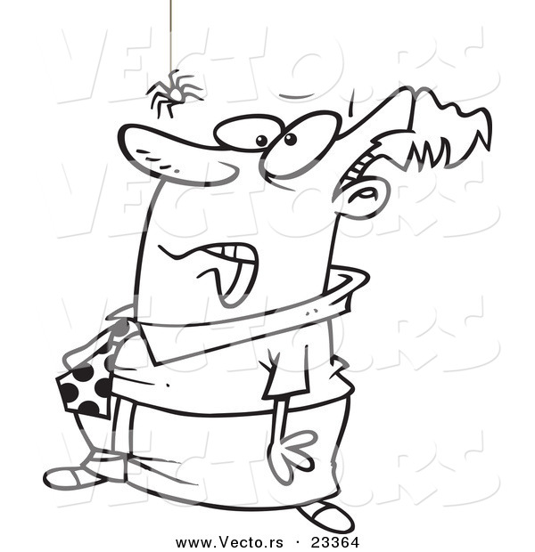 600x620 Cartoon Vector Of Cartoon Scared Man Watching A Spider
