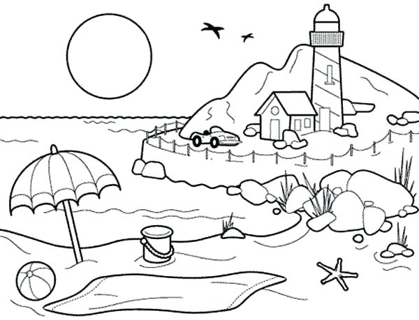 Beach Coloring Pages Free Printable Beach Coloring Pages For Kids 600x459 Beach Coloring Pages Free Printable Beach Coloring Pages For Kids