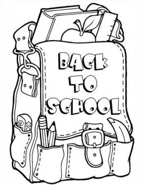 290x374 School First Day Of School, School Bus Coloring Page, School Bag