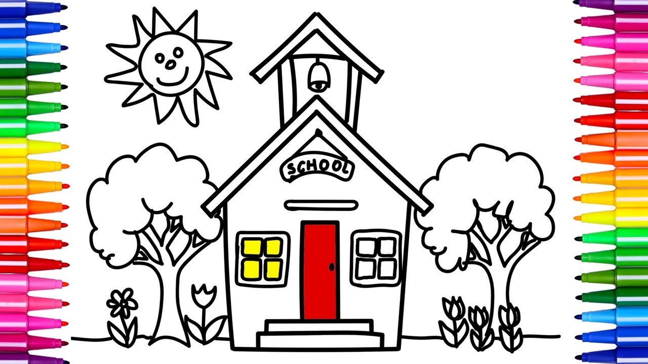 How To Draw School Coloring Pages For Kids 1280x720 How To Draw School Coloring Pages For Kids