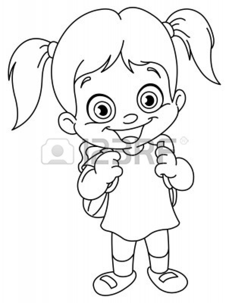 906x1200 Outlined Schoolgirl Coloring Page 20 Schoolgirl