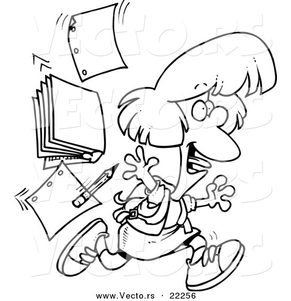 600x620 Vector Of A Cartoon Happy School Girl Leaving For Vacation