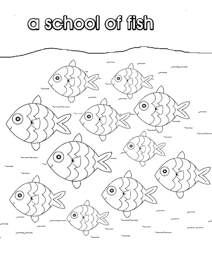 680x848 School Of Fish Coloring Pages