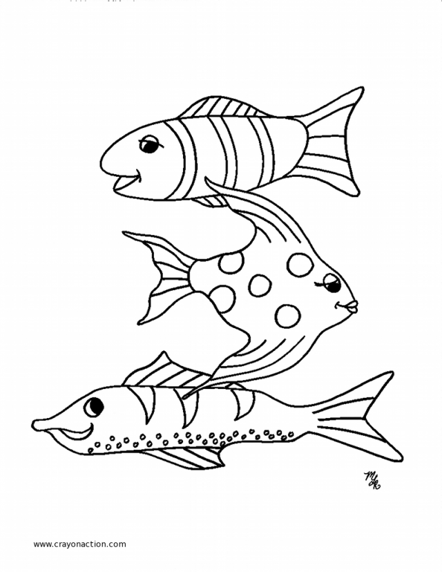 640x828 School Of Fish Coloring Sheet Pages