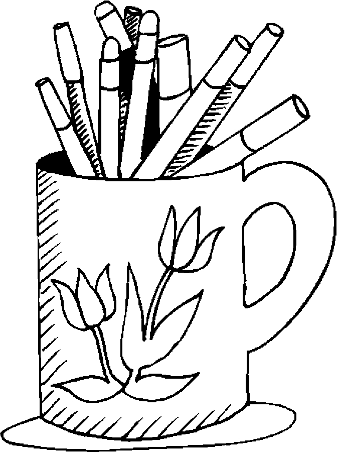 672x900 Mug Amp Markers Coloring Page