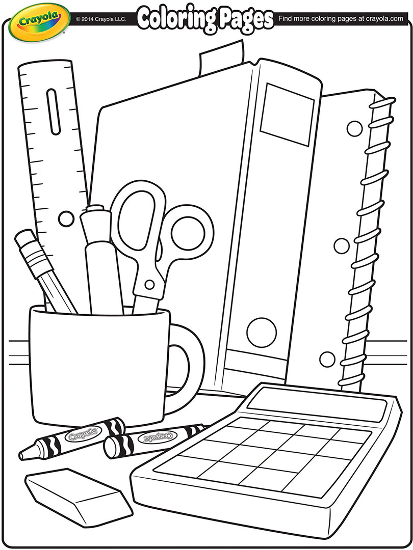 810x1080 School Supplies Coloring Page