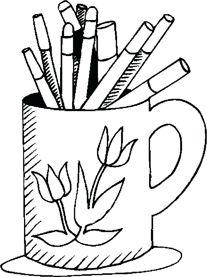 672x900 School Supplies Coloring Pages Mug Markers Coloring Page Back