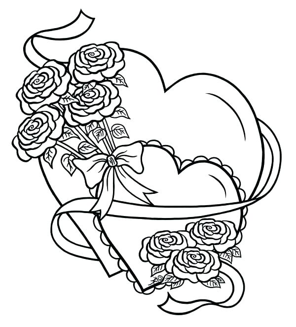 Rose Coloring Pages Realistic Rose Coloring Page Rose And Heart 600x663 Rose Coloring Pages Realistic Rose Coloring Page Rose And Heart