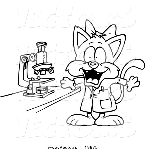 Vector Of A Cartoon Cat Scientist 600x620 Vector Of A Cartoon Cat Scientist