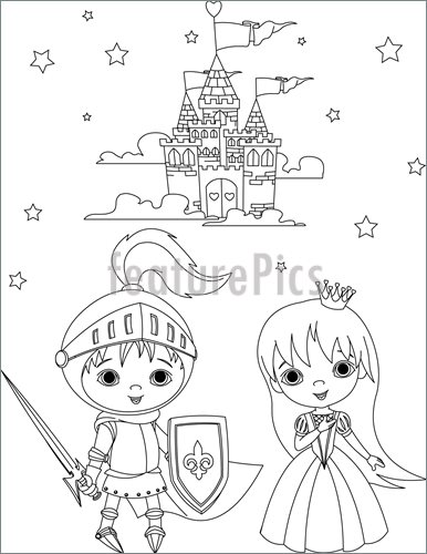 386x500 Science Fiction And Fantasy Medieval Knight And Princess Coloring