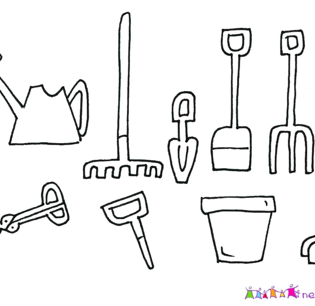 1024x994 Coloring Page ~ Tools Coloring Pages Gardening Colouring Science