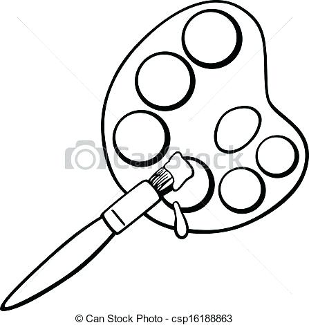 447x470 Scissor Coloring Pages Brush And Palette Clip Art Coloring Page