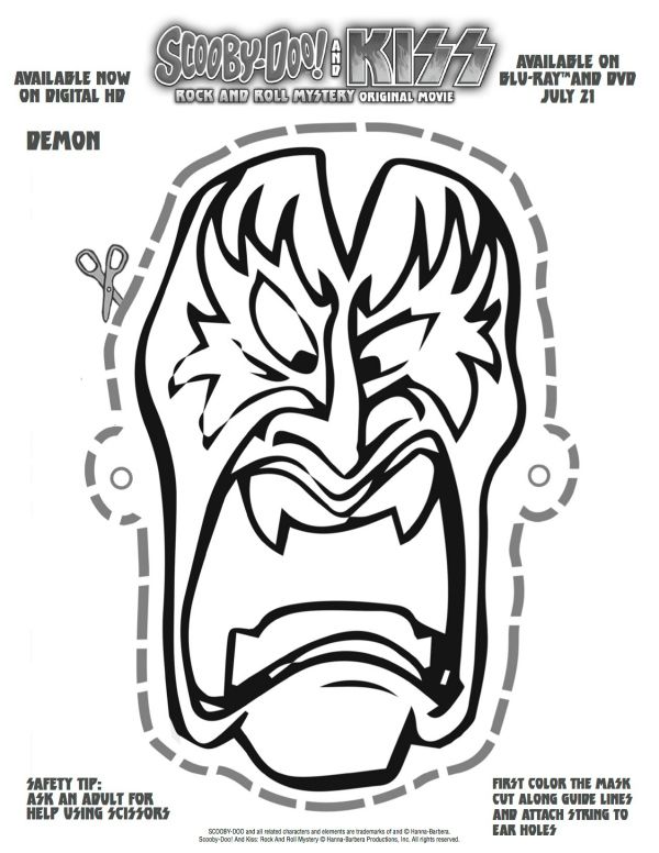 Free Printable Scooby Doo Kiss Demon Mask Printable Coloring 600x776 Free Printable Scooby Doo Kiss Demon Mask Printable Coloring