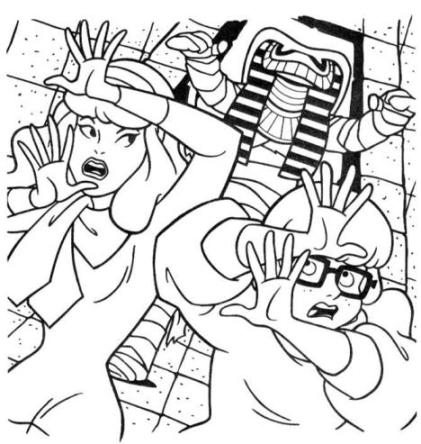 Mummy Chasing Velma And Daphne Coloring Page Animal Pages 421x444 Mummy Chasing Velma And Daphne Coloring Page Animal Pages