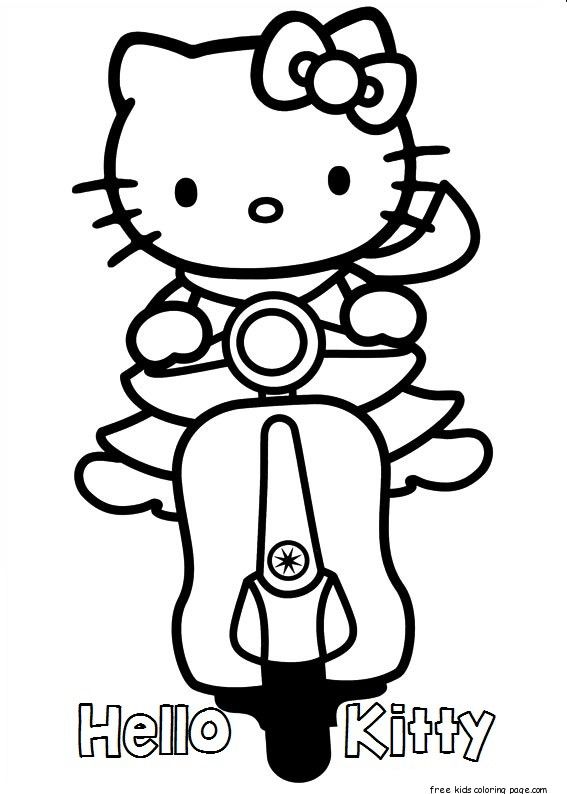 567x794 Printable Hello Kitty Scooter Coloring Pages For Kids Drawing