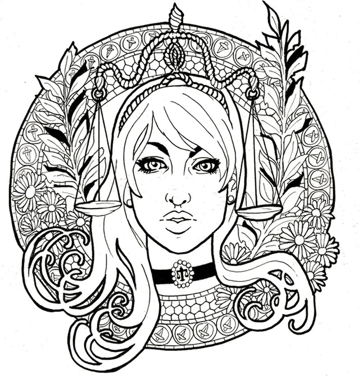 709x750 Adult Coloring Page Astrology Libra 8