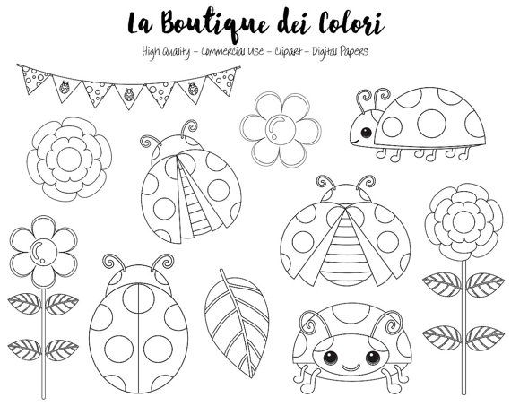 570x453 Ladybug Digital Stamp Clipart, Cute Graphics Png, Ladybird, Bugs