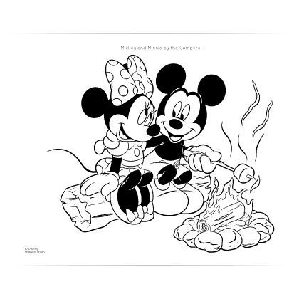 420x420 Mickey And Minnie Campfire Coloring Page