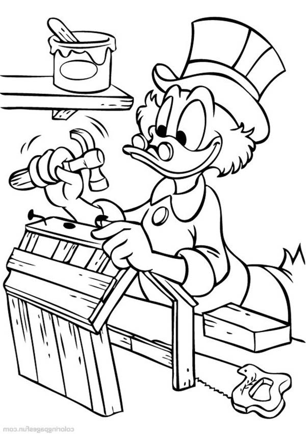 600x850 Scrooge Mcduck Make A Bird House Coloring Page Kids Play Color