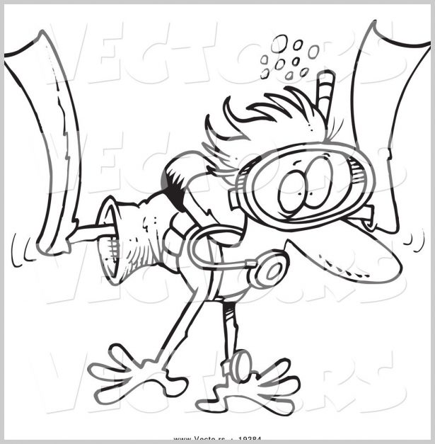 615x627 Printable Scuba Diver Coloring Pages 254621 Vector Of A Cartoon