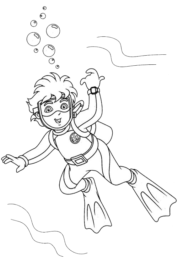 567x850 Scuba Diver Coloring Page