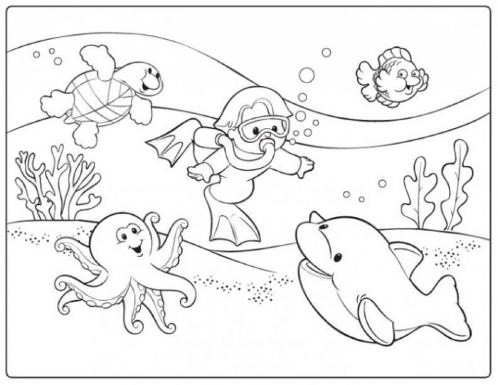 1024x791 Scuba Diver Coloring Page And 1