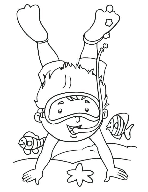 612x792 Scuba Diver Coloring Page Diver With Fish Coloring Page Download