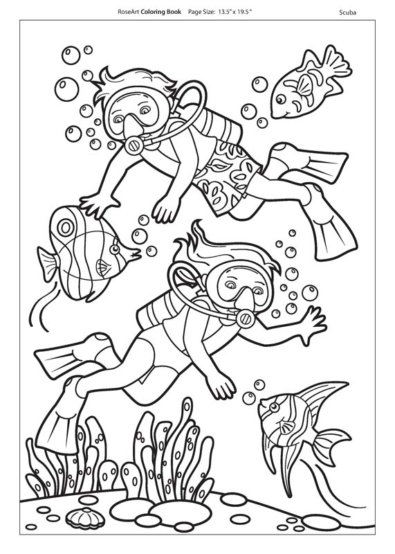Coloring Scuba Pages Diver Diving Animals Beach Summer Template Fish ...