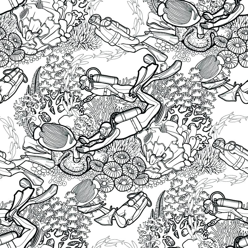 800x800 Graphic Coloring Pages Scuba Diver Coloring Page Scuba Diver