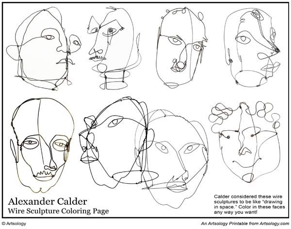 600x471 Print Our Alexander Calder Coloring Page Featuring His Wire