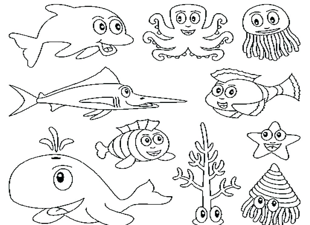 Marine Life Coloring Pages Ocean Creatures Coloring Pages Sea 1024x742 Marine Life Coloring Pages Ocean Creatures Coloring Pages Sea