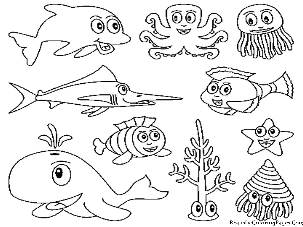 Printable Sea Ocean Animals Coloring Pages Underwater On Coral 1024x768 Printable Sea Ocean Animals Coloring Pages Underwater On Coral