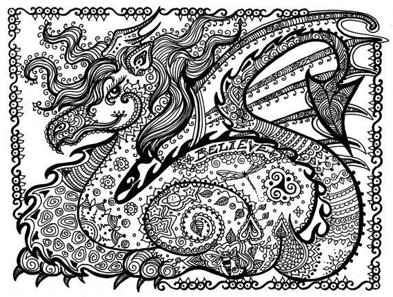5 Pages Printable Coloring Fantasy Pages 5 To Color Dragon 570x431 5 Pages Printable Coloring Fantasy Pages 5 To Color Dragon