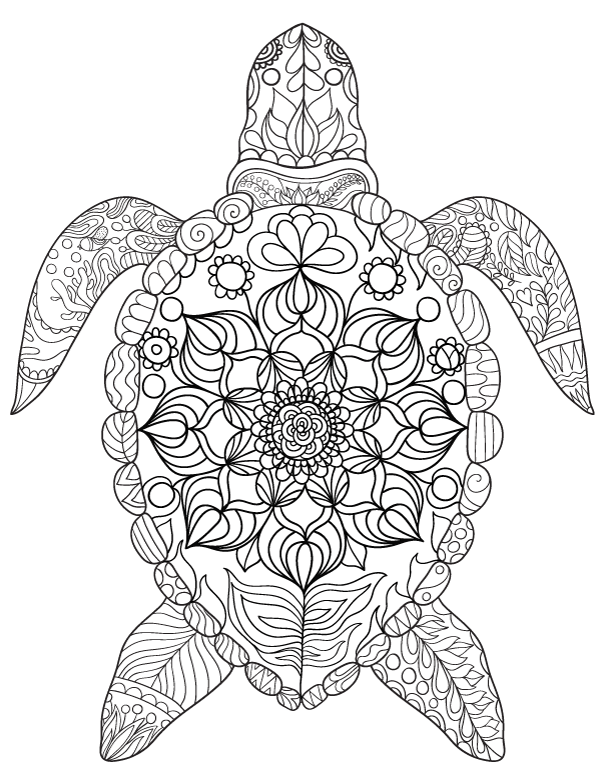 Free Printable Sea Turtle Adult Coloring Page. Download It In Pdf 600x776 Free Printable Sea Turtle Adult Coloring Page. Download It In Pdf