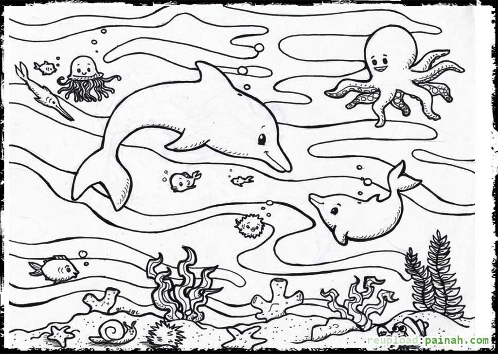 Seascape Ocean Coloring Page Pages 1024x728 Seascape Ocean Coloring Page Pages