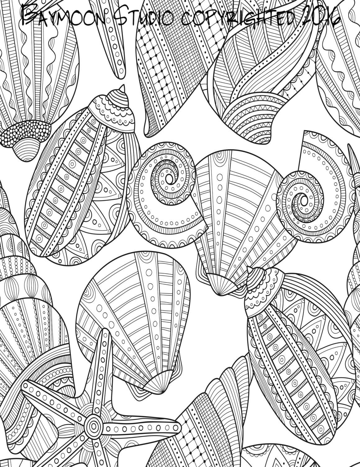 Seashells By The Seashore Coloring Page Printable By Baymoonstudio 1159x1500 Seashells By The Seashore Coloring Page Printable By Baymoonstudio