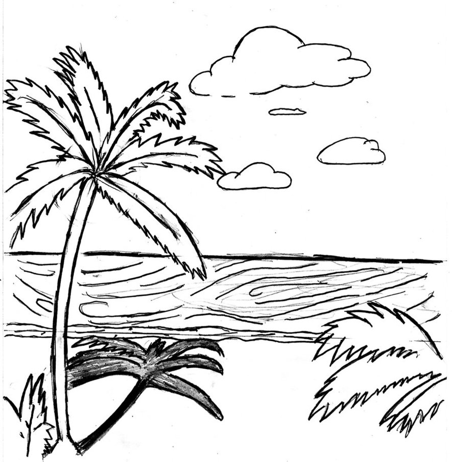 Beach Scene Coloring Pages Images 885x903 Beach Scene Coloring Pages Images