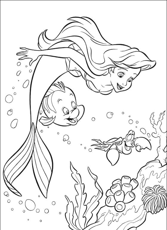 560x770 Activity Flounder Ariel And Sebastian Coloring Pages Coloring