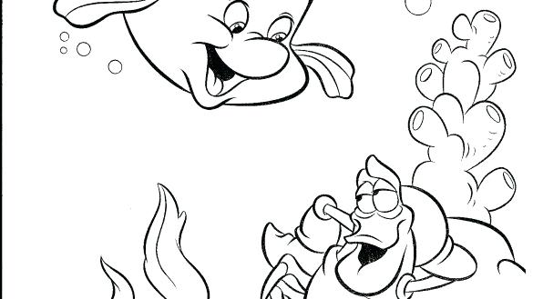 585x329 Coloring Pages The Little Mermaid Flounder With Flounder
