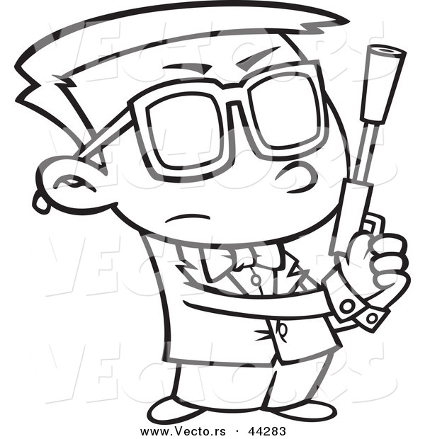 Vector Of A Secret Agent Cartoon Boy Holding A Pistol 600x620 Vector Of A Secret Agent Cartoon Boy Holding A Pistol
