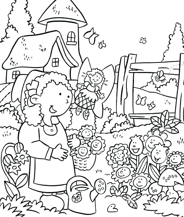 Garden Coloring Sheets My Little House And The Flower Garden Free 618x728 Garden Coloring Sheets My Little House And The Flower Garden Free